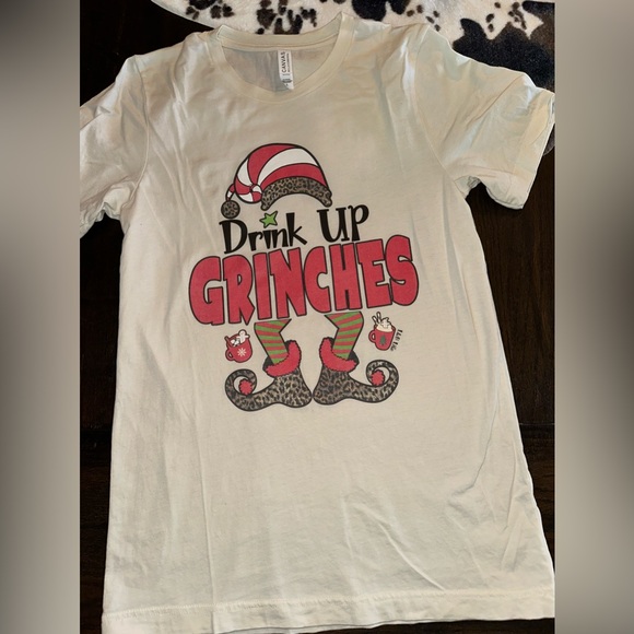 Drink Up Grinches Leopard Accent Bella Canvas Shirt Sz. S - Picture 1 of 5